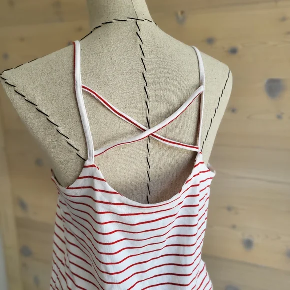 Universal Threads Red Striped Cami Tank with Criss Cross Back, size S, NWOT - Picture 2 of 5